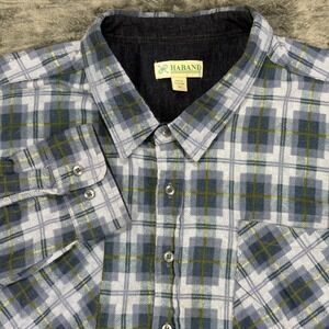 Haband Button Down Shirt Mens 4X Blue Plaid‎ Long Sleeve Style 125